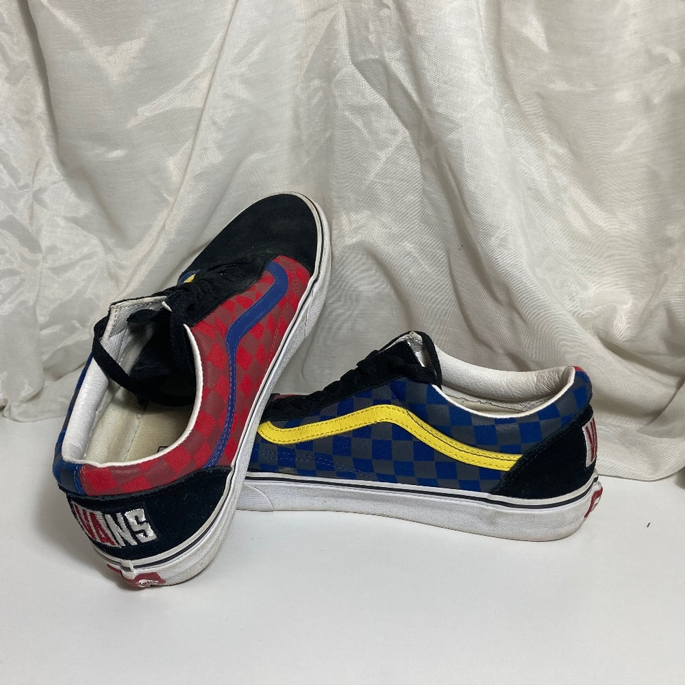 Red/blue checkered old skool vans